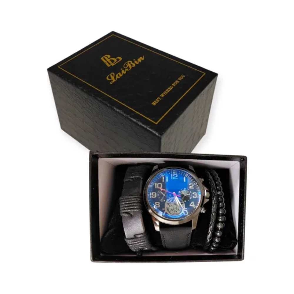 Set Reloj y 3 Pulseras Hombre