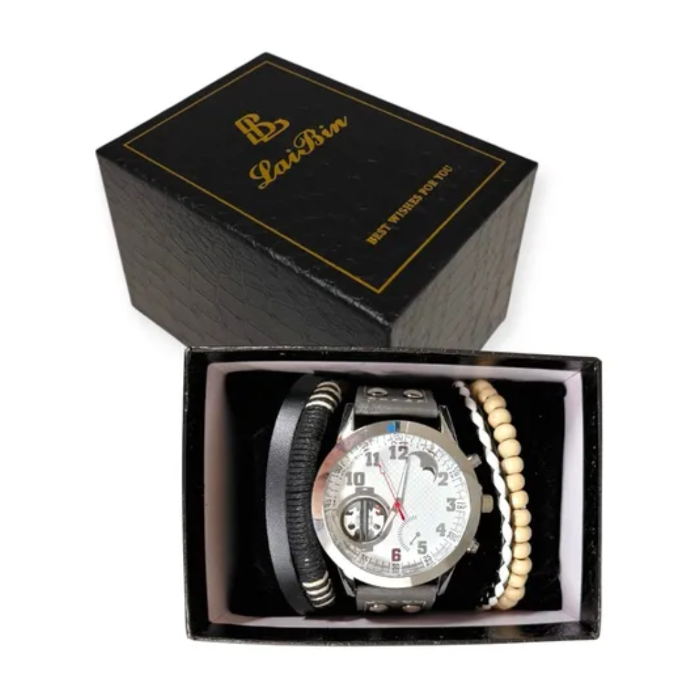 Set Reloj y 3 Pulseras Hombre