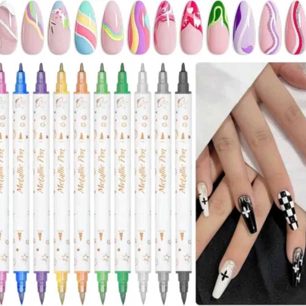 Set 12 Rotuladores Metalizados para Uñas