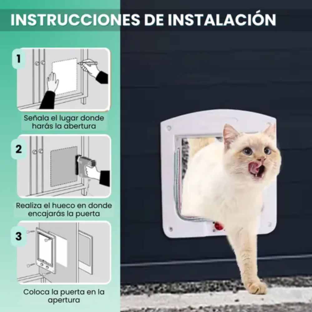 Puerta para Mascotas Pequeñas con Seguro