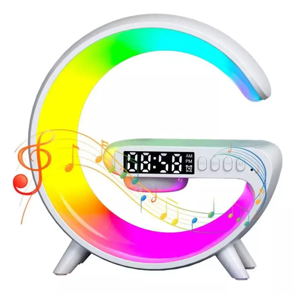 Lámpara de Mesa RGB con Parlante Bluetooth y Cargador Inalámbrico