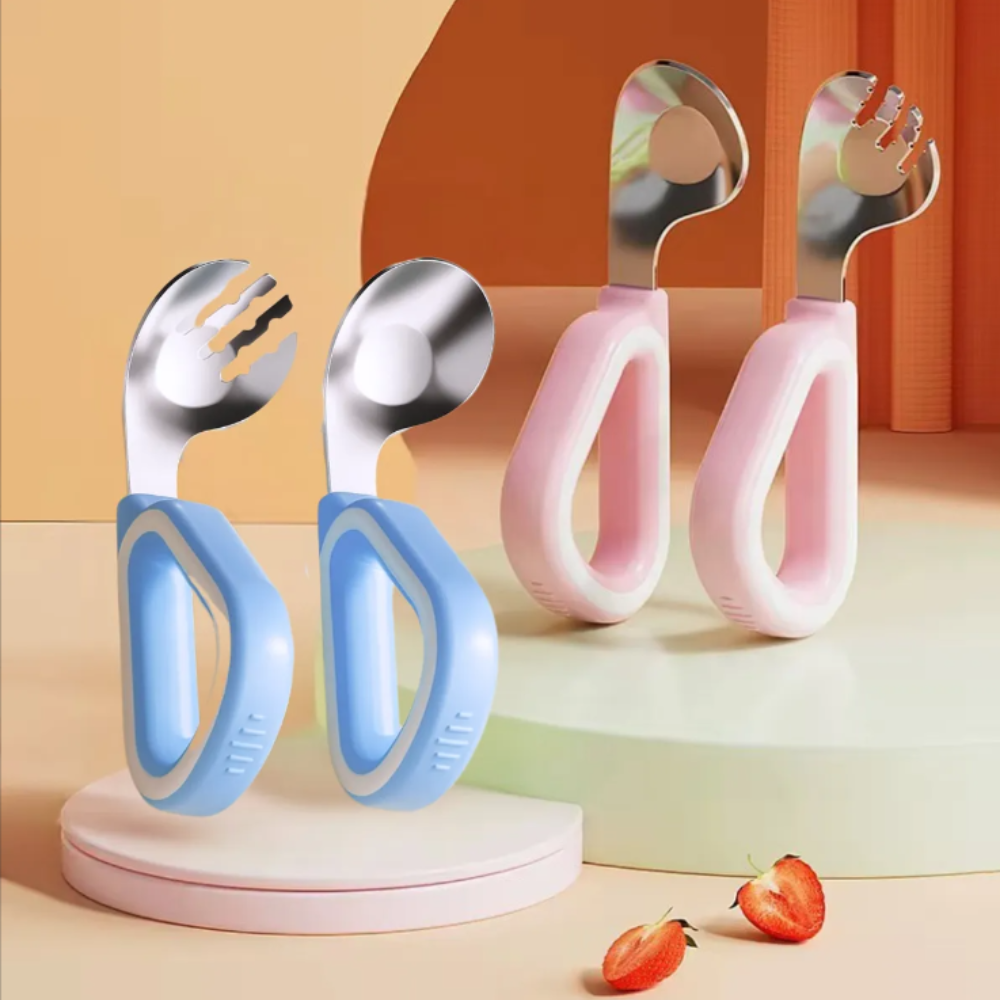 Set tenedor y cuchara de bebe rosa