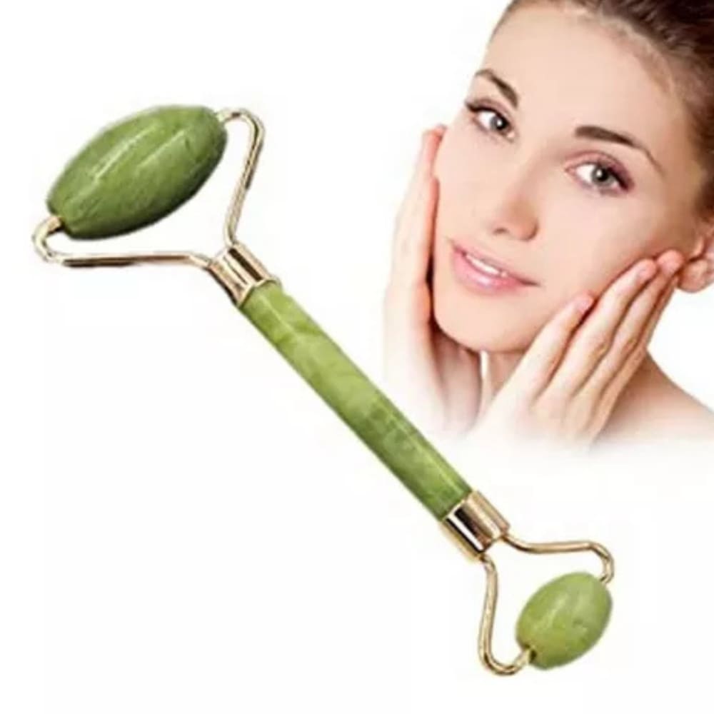 Rodillo Doble Masajeador De Piedra Jade Natural