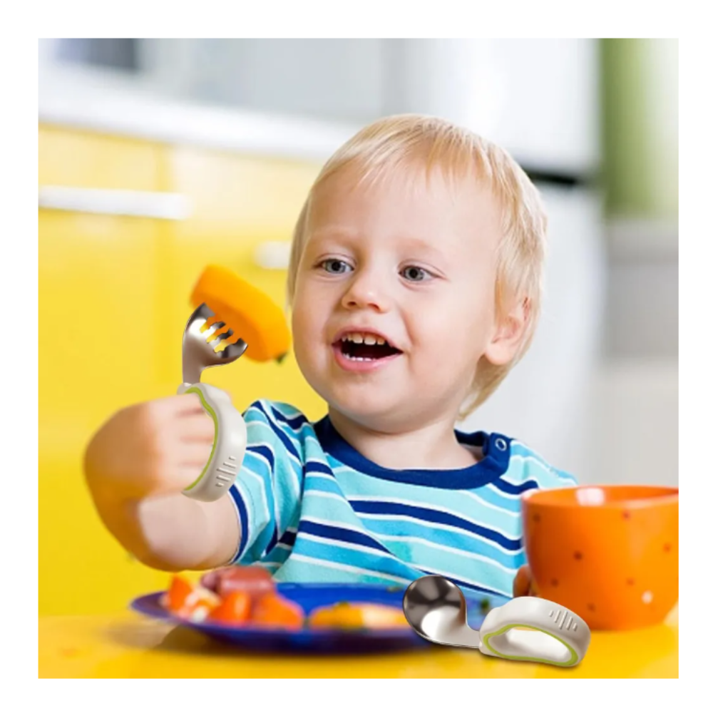 Set tenedor y cuchara de bebe celeste