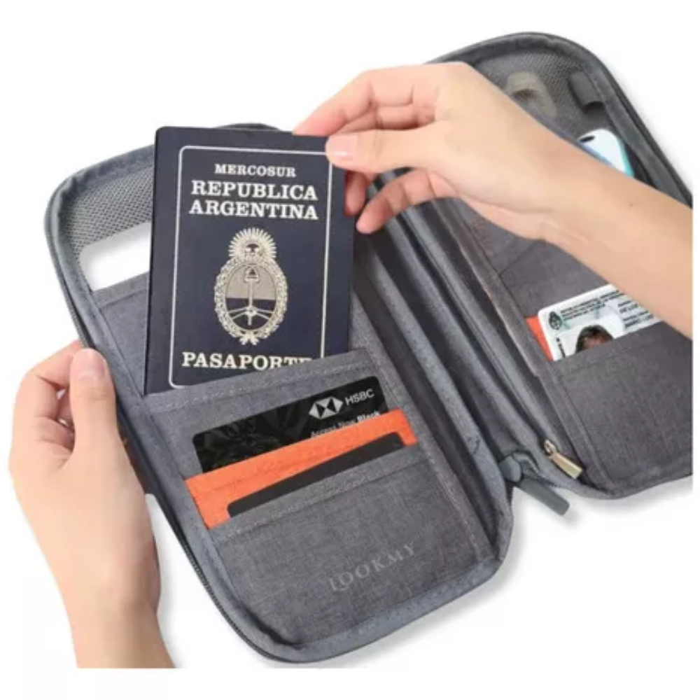 Estuche Porta Documentos Gris Claro